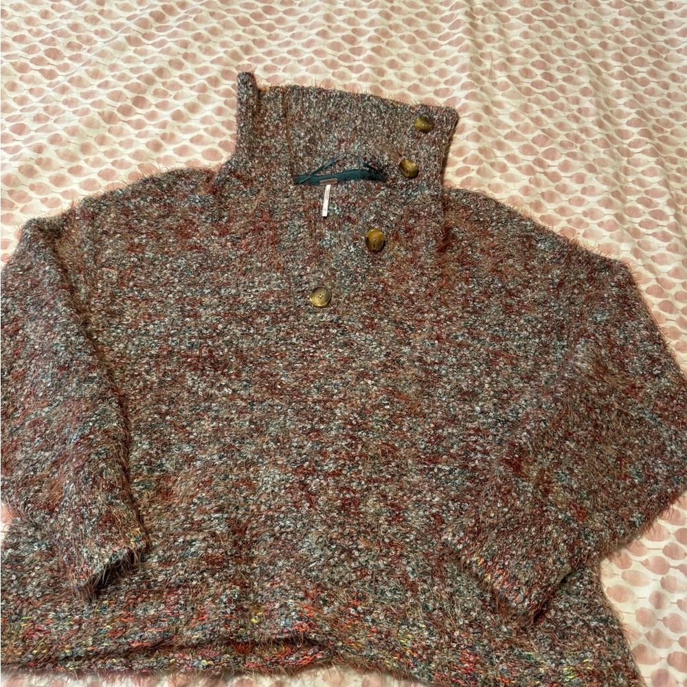 Free people marled Stella button collar sweater